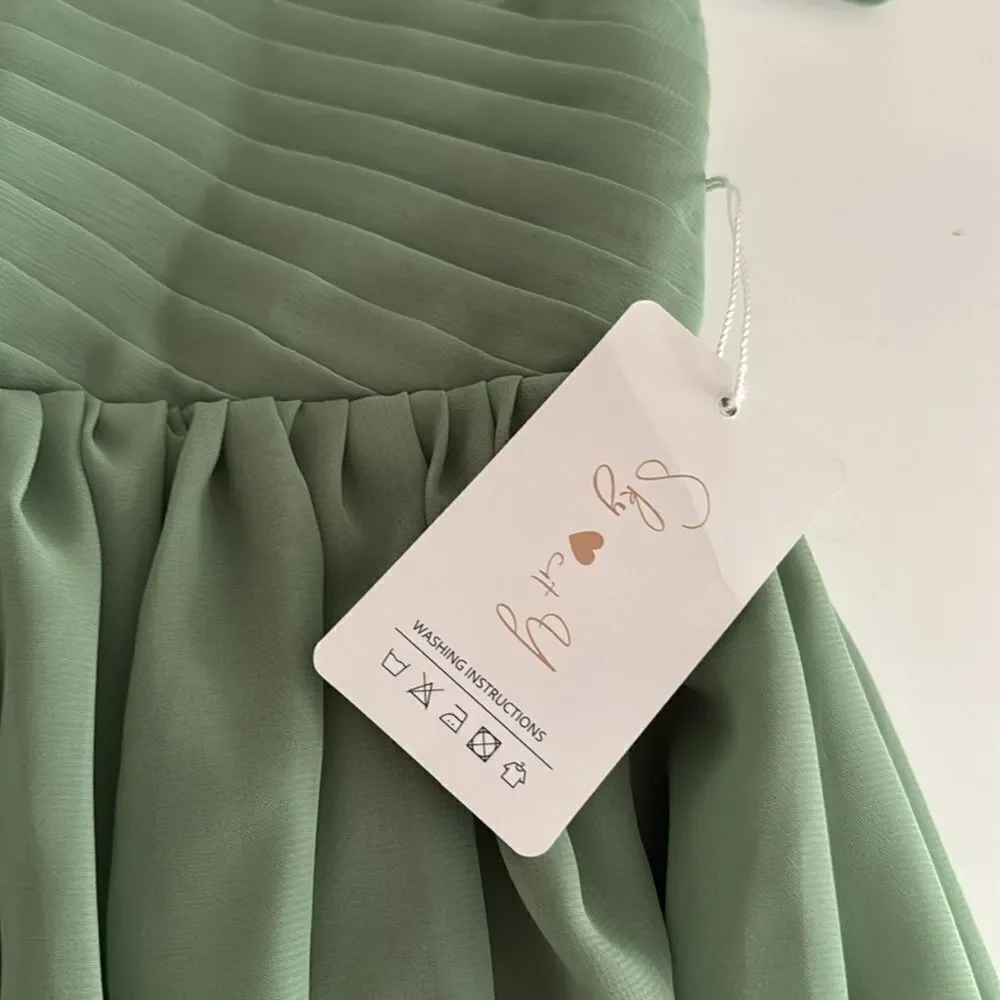 Sky city Elegant Green Kids Dress NWT
